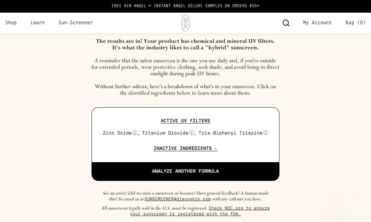 Sun-Screener results