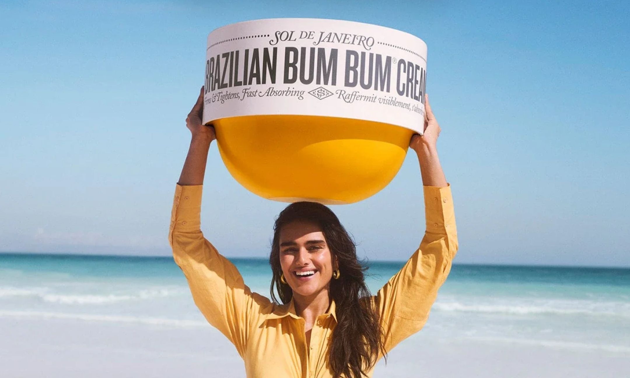 Sol de Janeiro model with large Bum Bum Cream