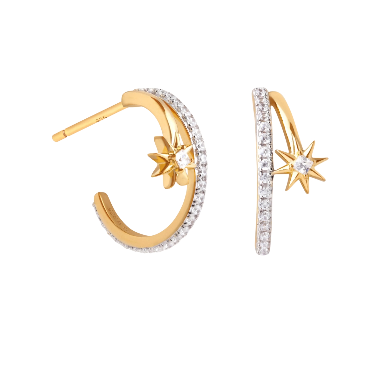Astrid & Miyu Cosmic Illusion Crystal Hoops in Gold